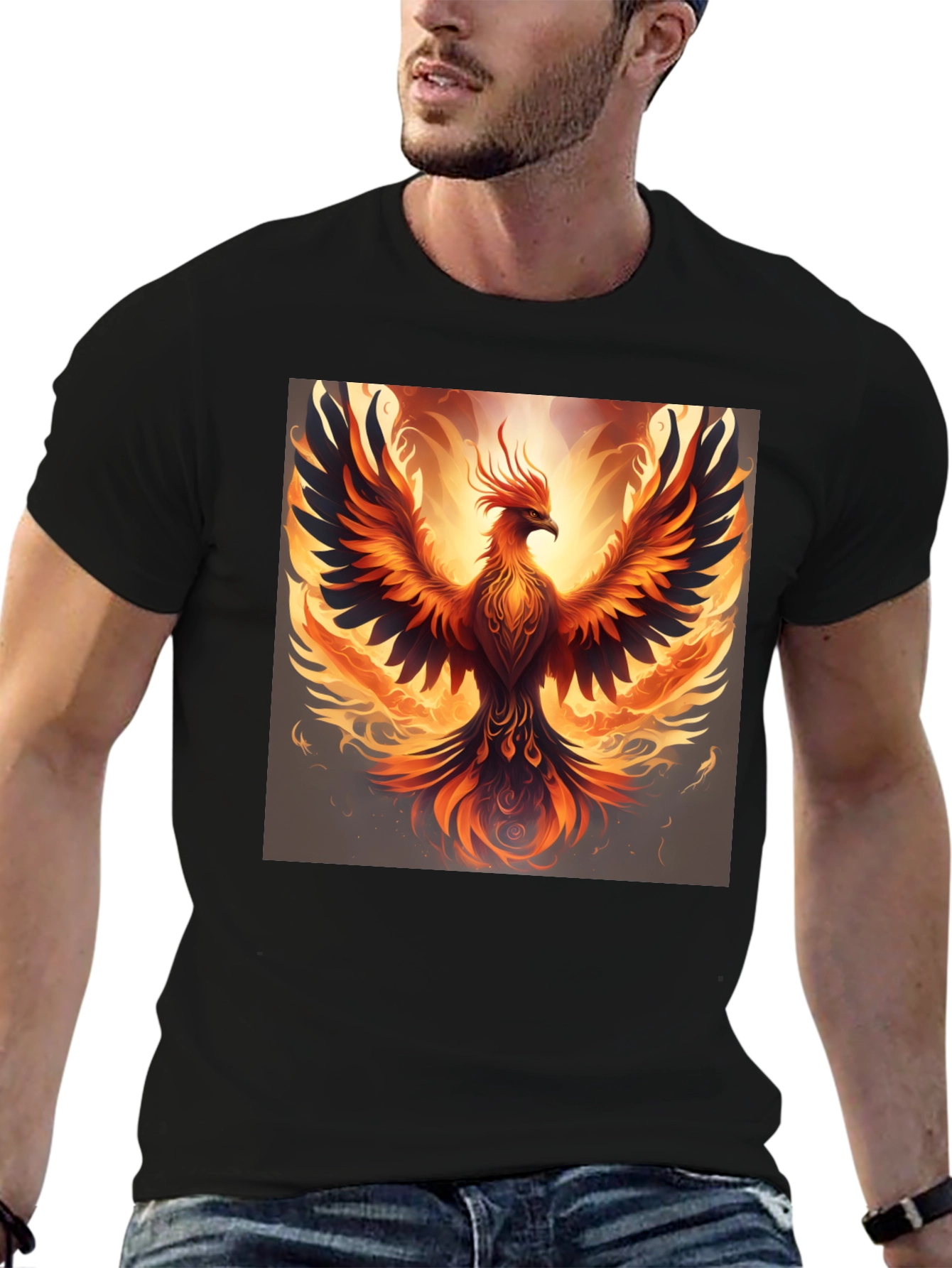 Phoenix Graphic Print Black T-Shirt