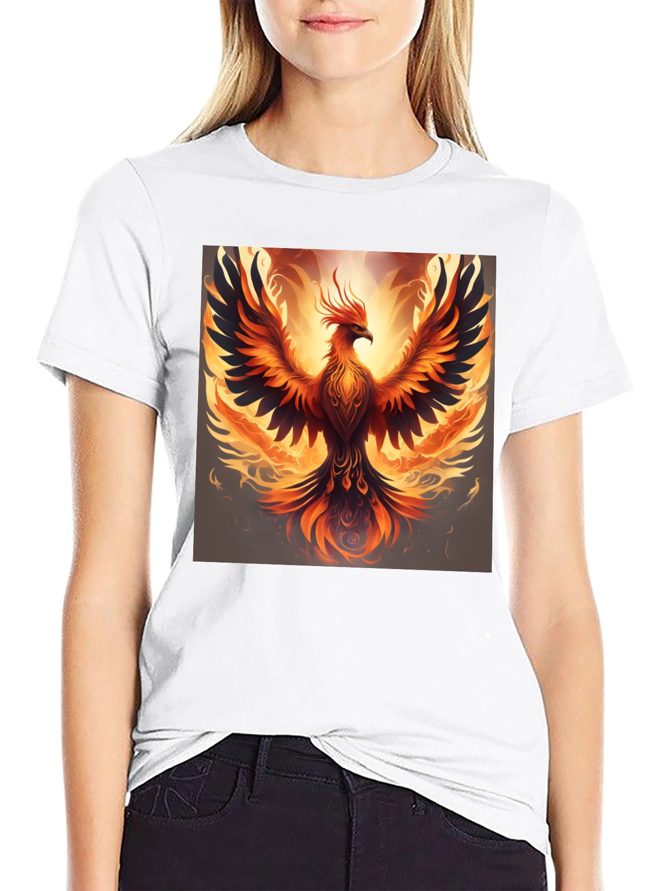 Phoenix Graphic Print Black T-Shirt