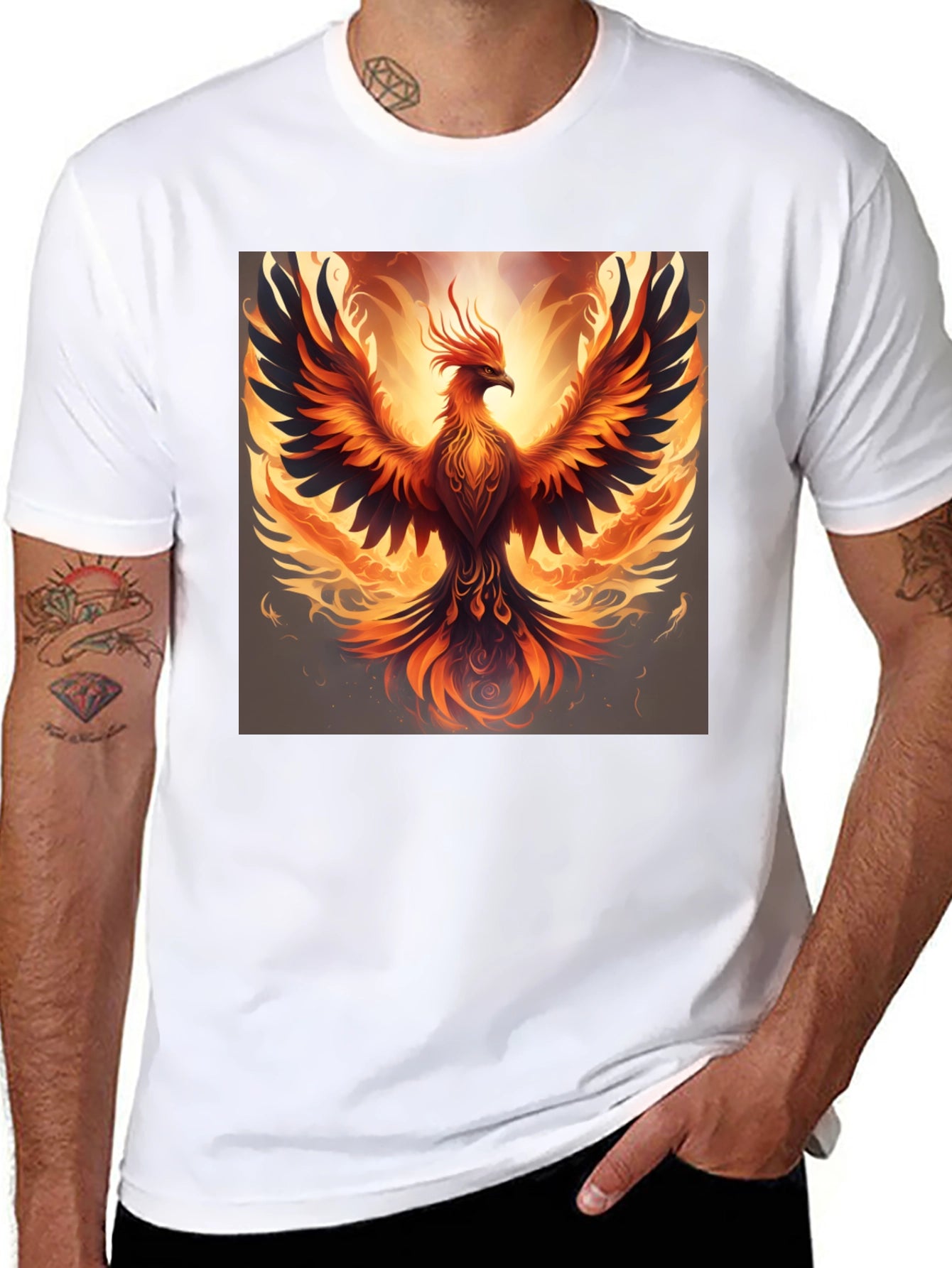 Phoenix Graphic Print Black T-Shirt