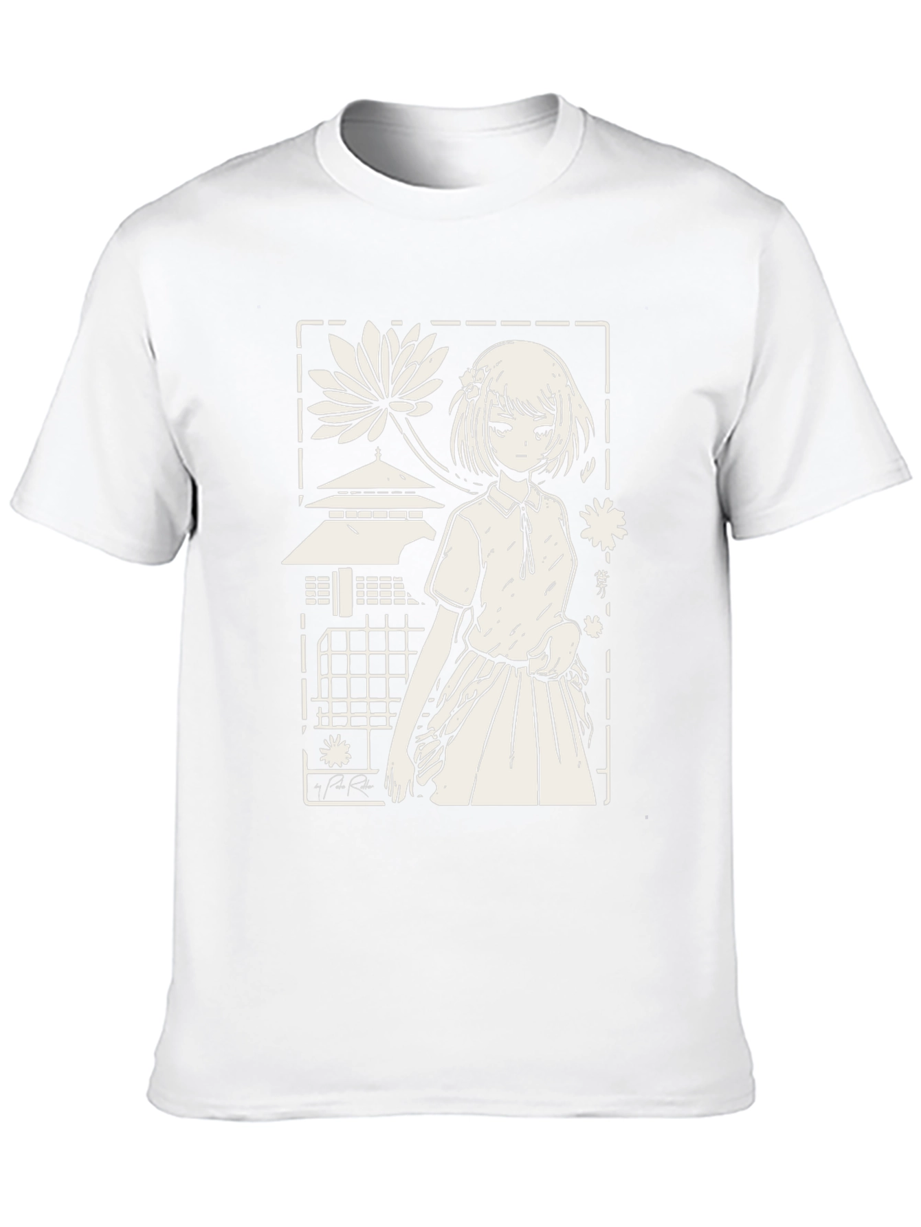 Anime Girl Graphic Tee - Black Cotton T-Shirt