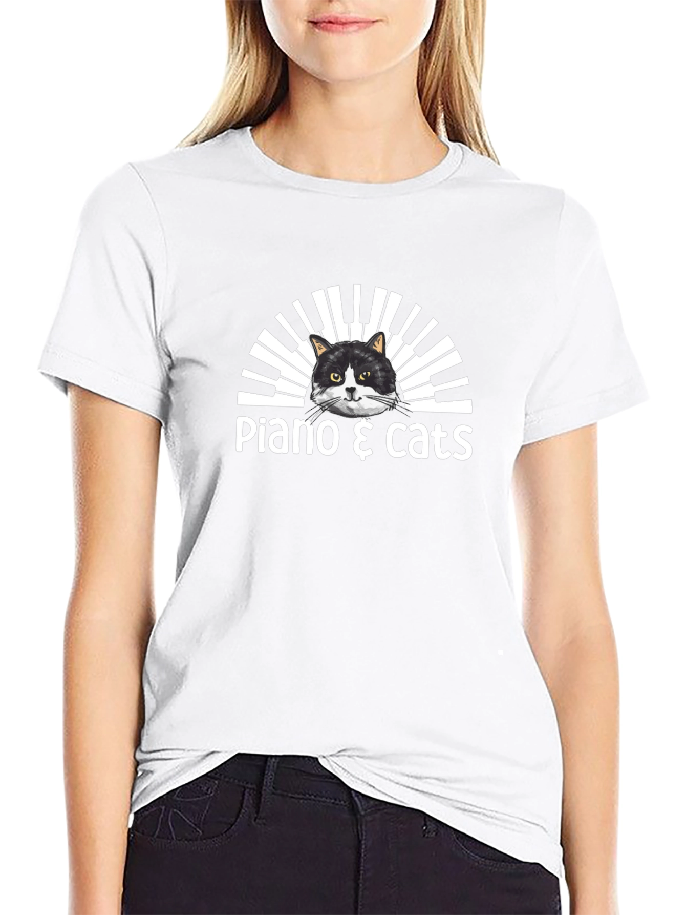 Piano & Cats T-Shirt - Music Lover Tee