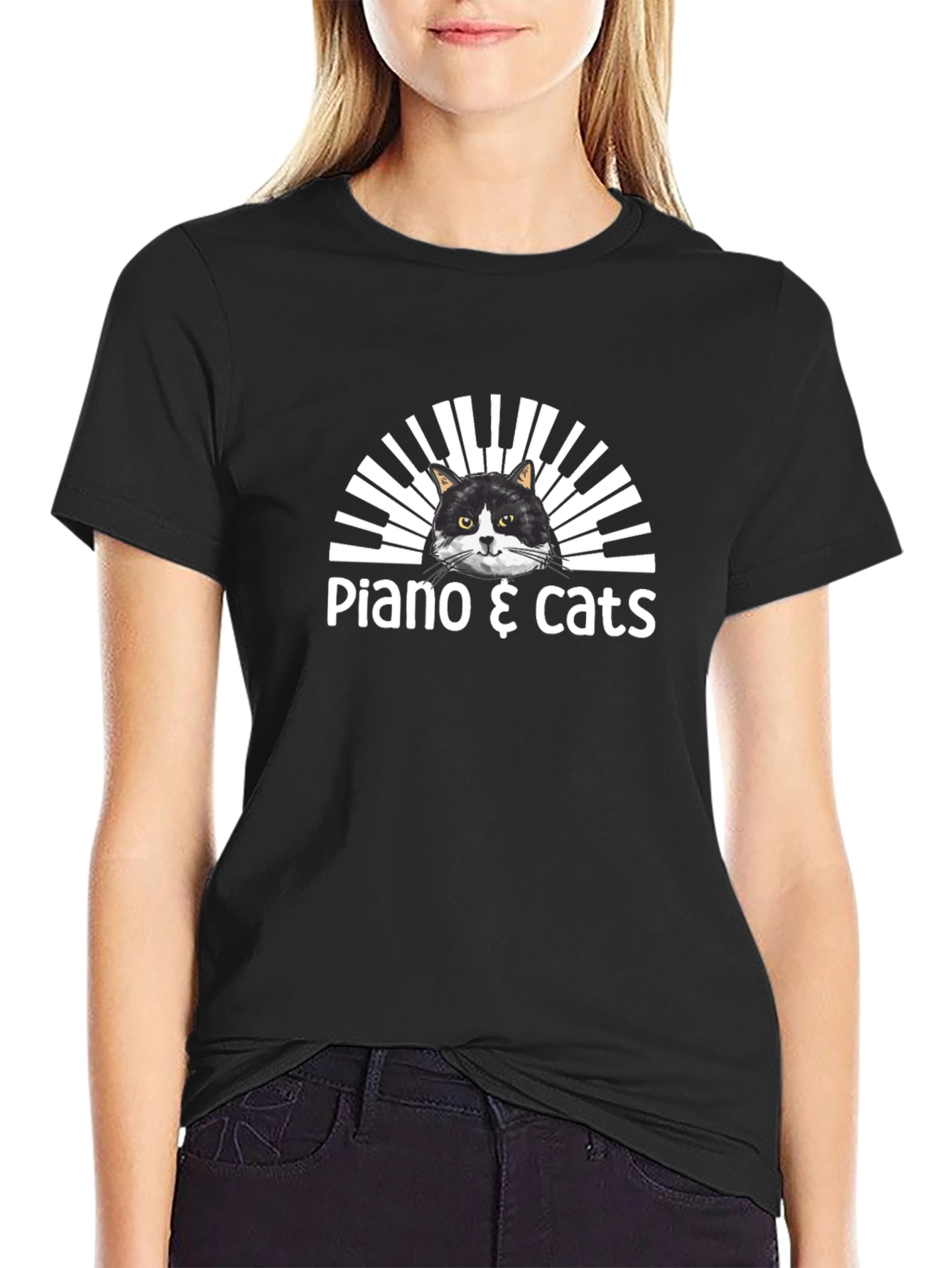 Piano & Cats T-Shirt - Music Lover Tee