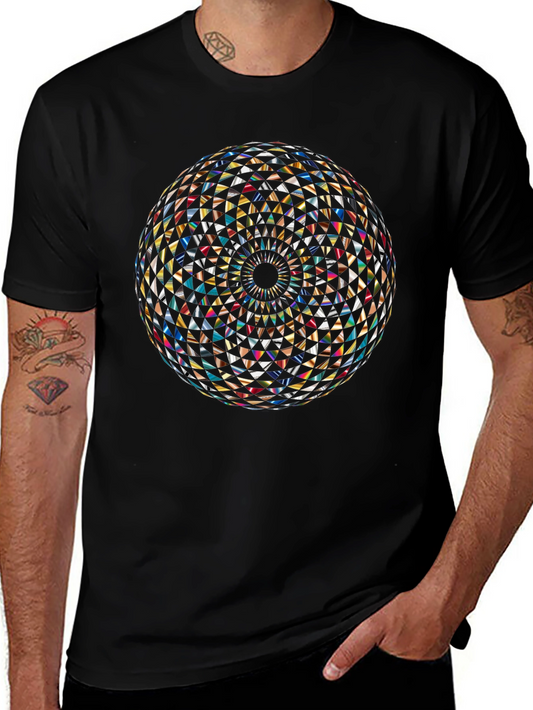 Geometric Orb Graphic Print T-Shirt - Modern Art Tee