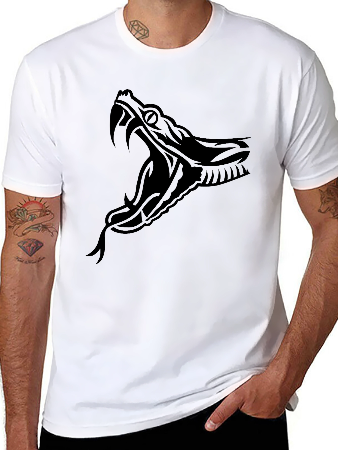 Mens Black Snake Graphic Tee