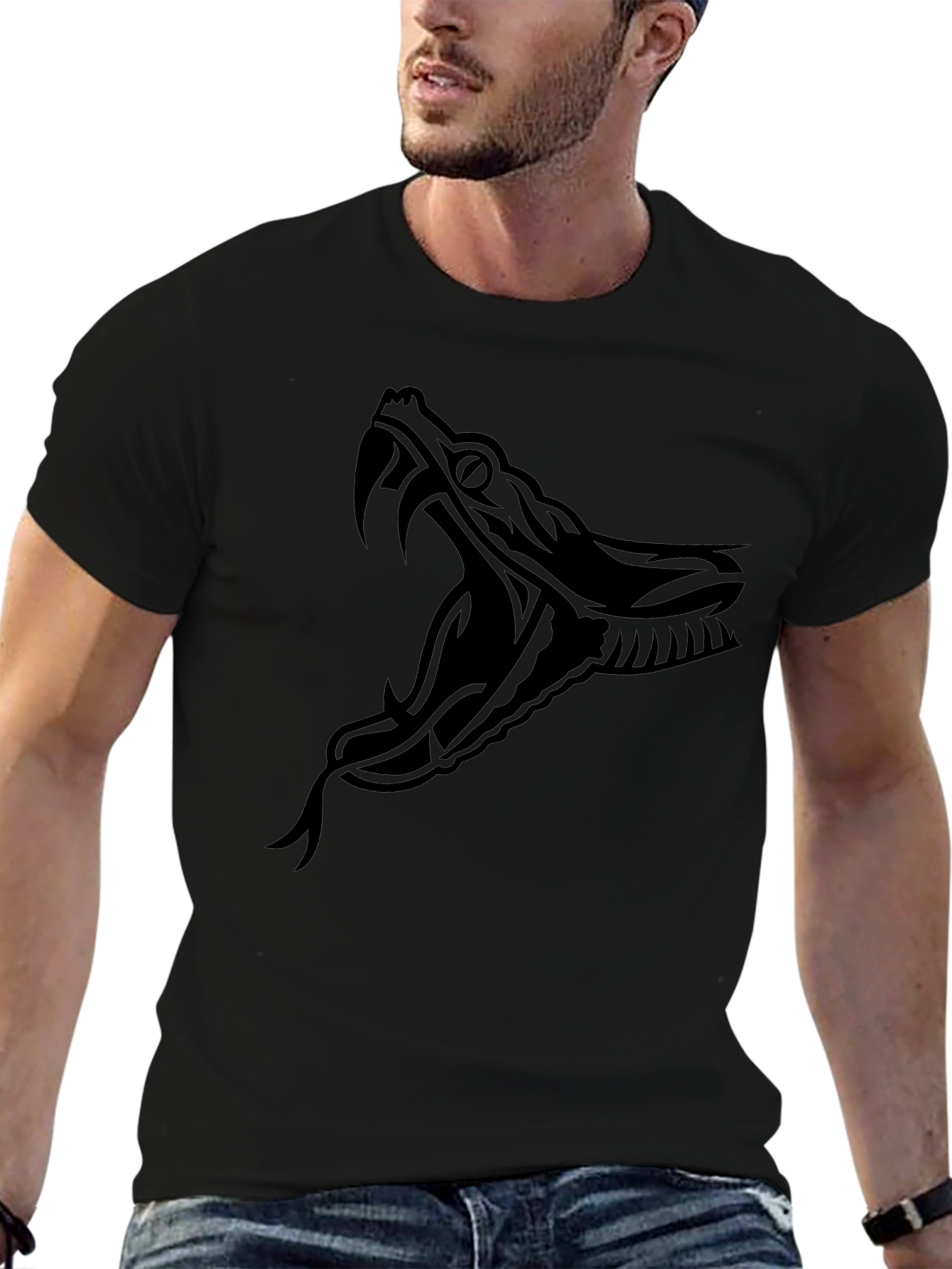 Mens Black Snake Graphic Tee