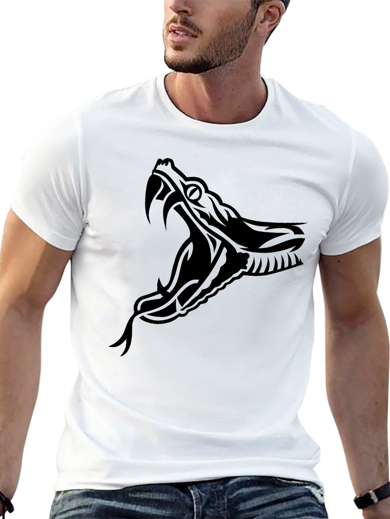 Mens Black Snake Graphic Tee