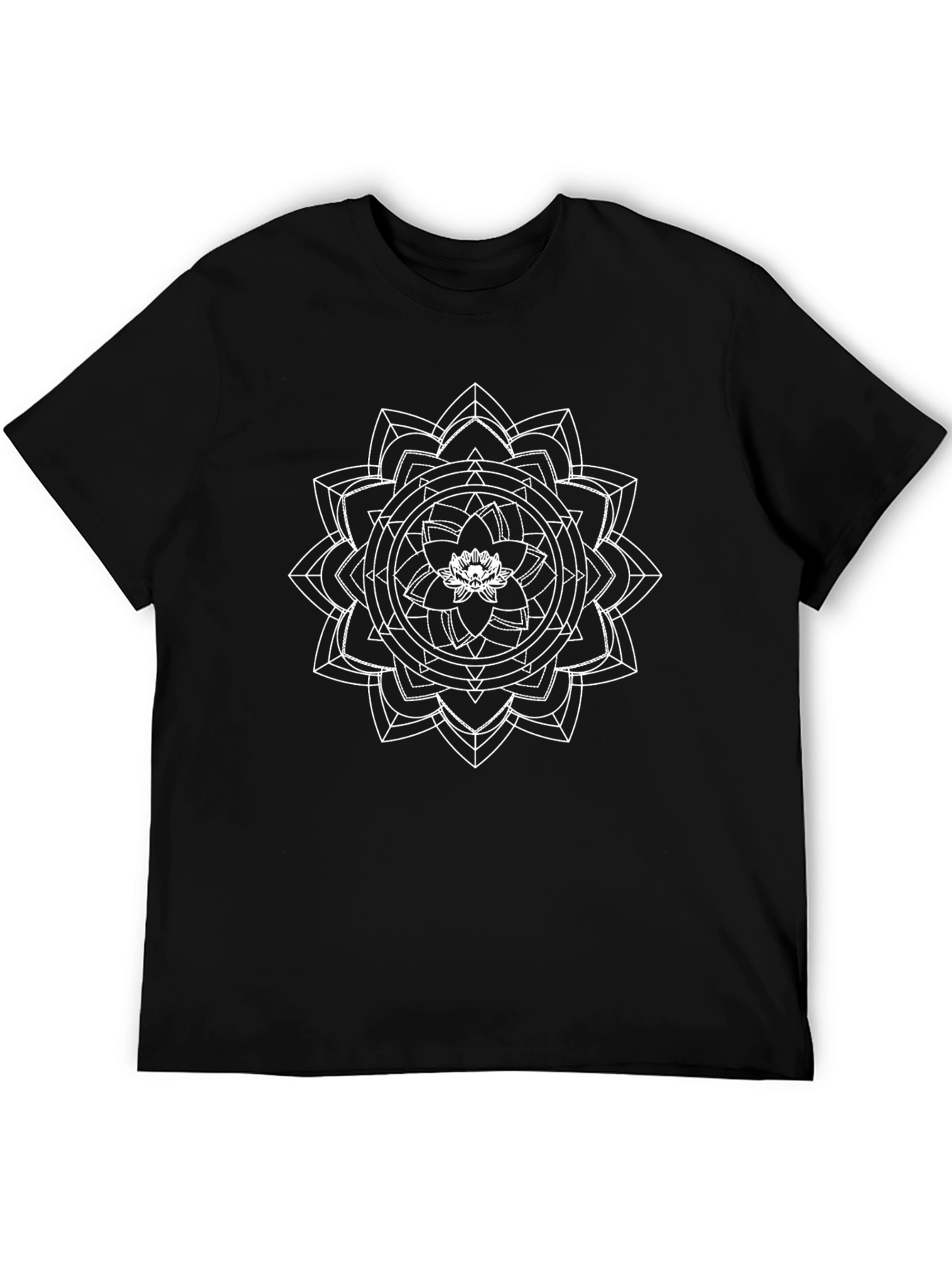 Geometric Mandala Tee - Black Cotton Comfort
