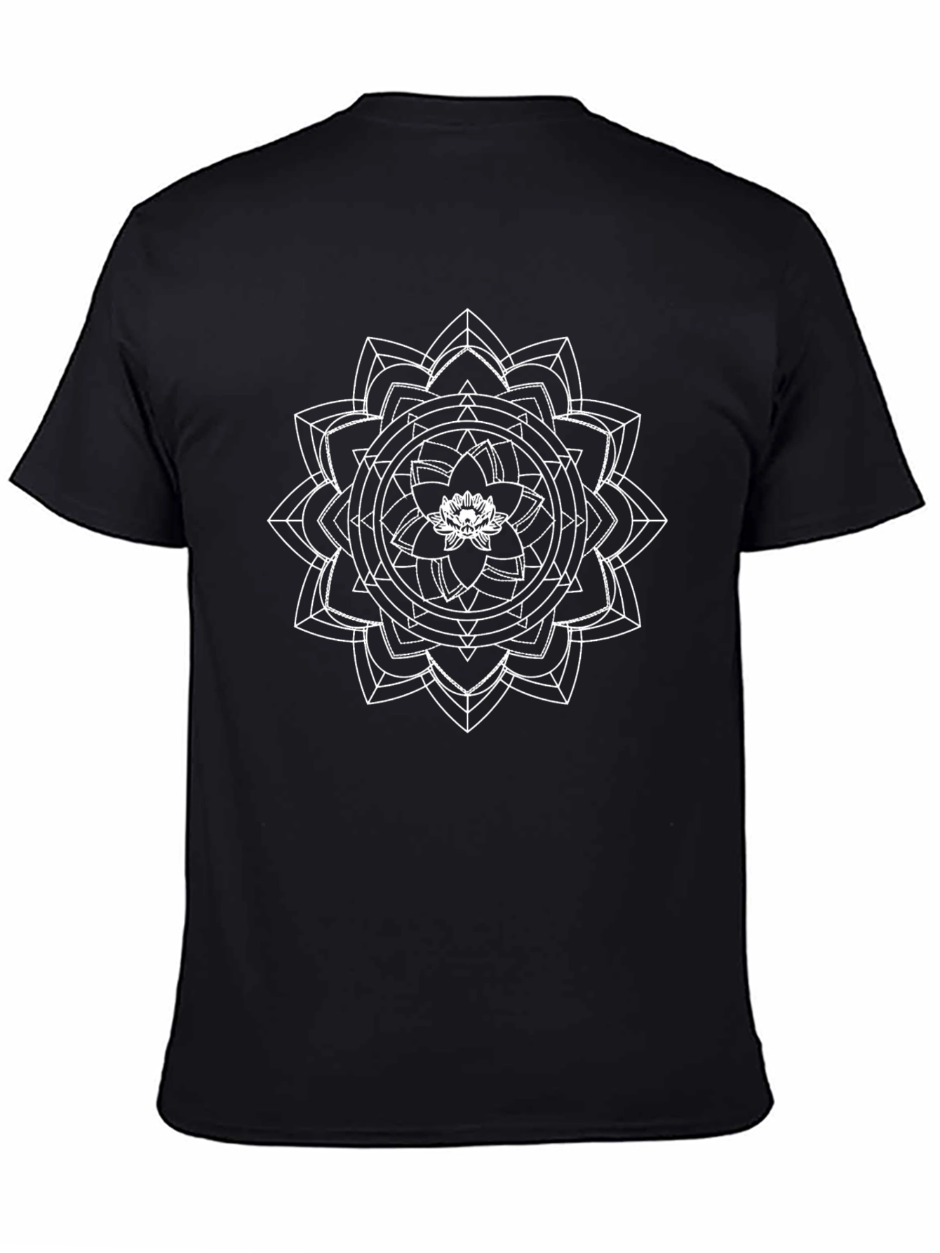 Geometric Mandala Tee - Black Cotton Comfort