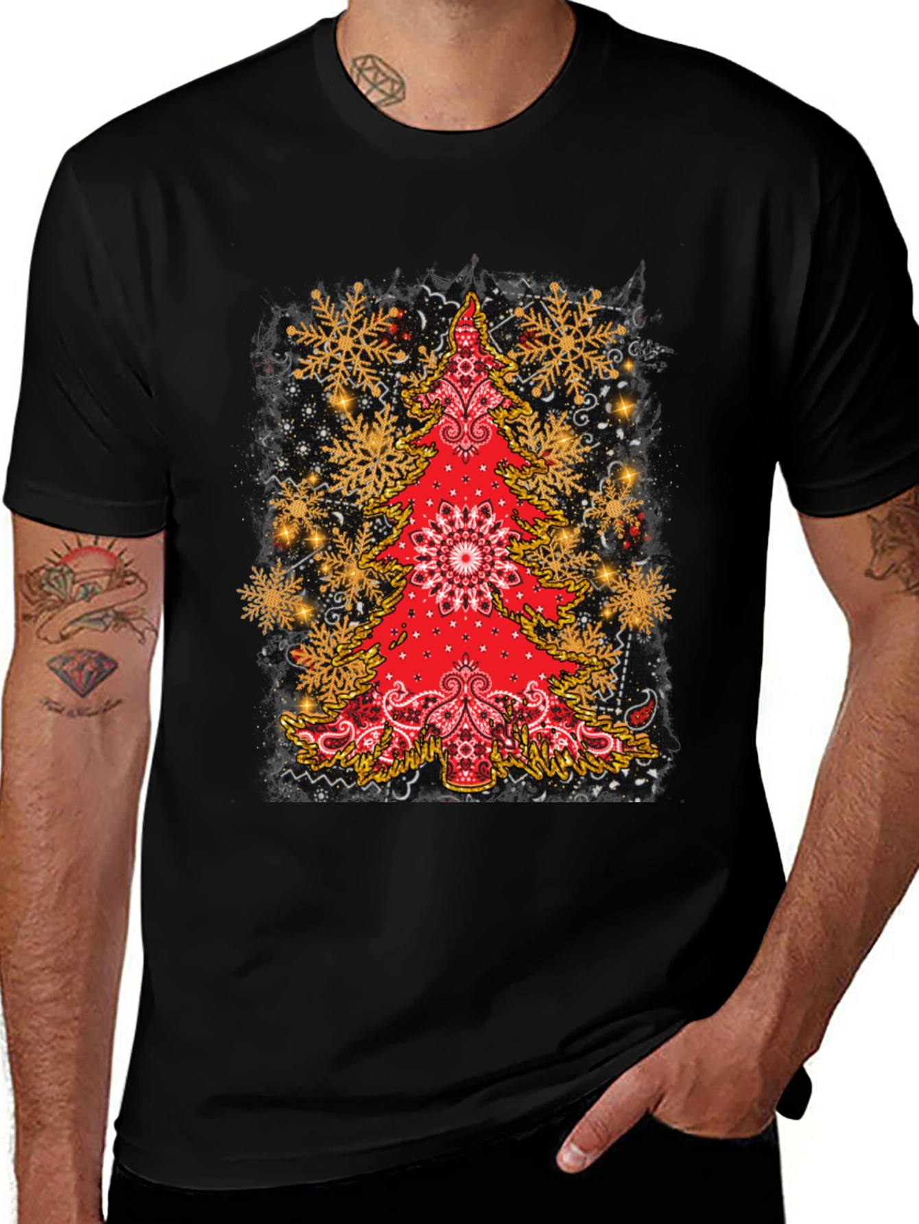 Festive Bandana Christmas Tree Graphic Tee