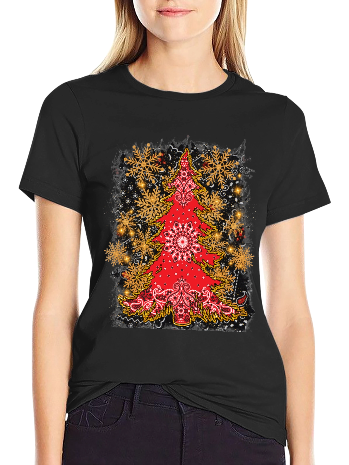 Festive Bandana Christmas Tree Graphic Tee