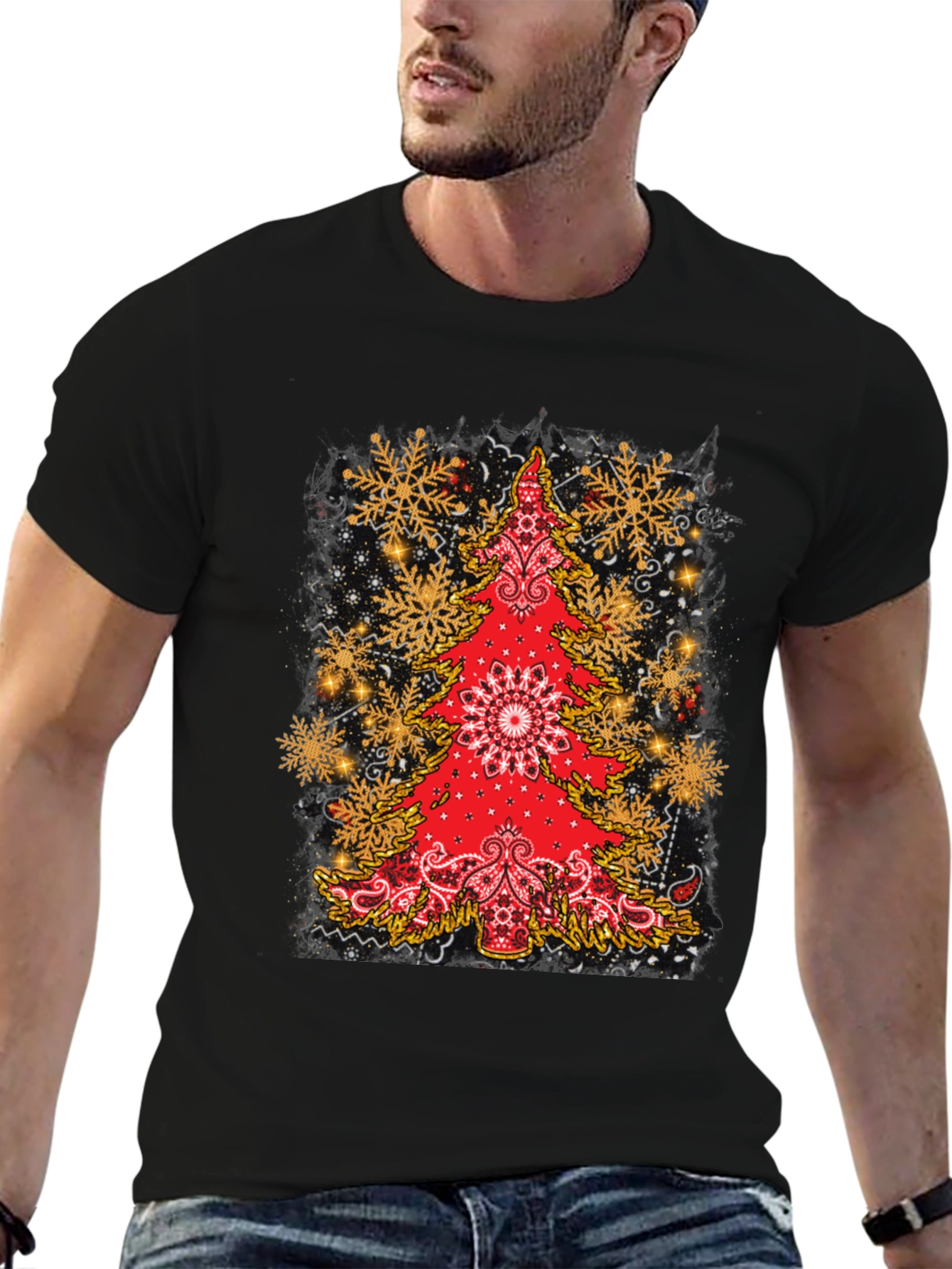 Festive Bandana Christmas Tree Graphic Tee