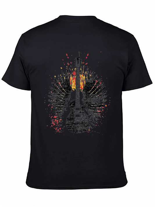 Grunge Guitar Wings Graphic Tee - Rock Style Shirt