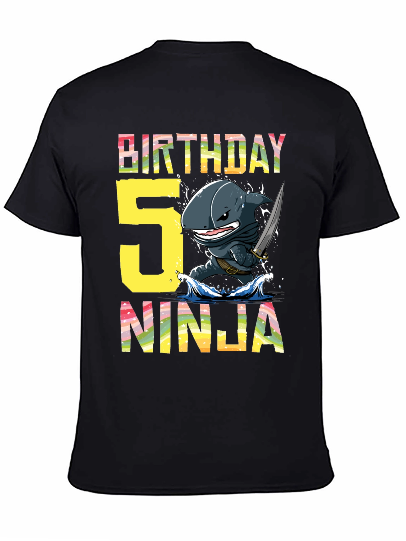 Birthday 5 Ninja Shark T-Shirt