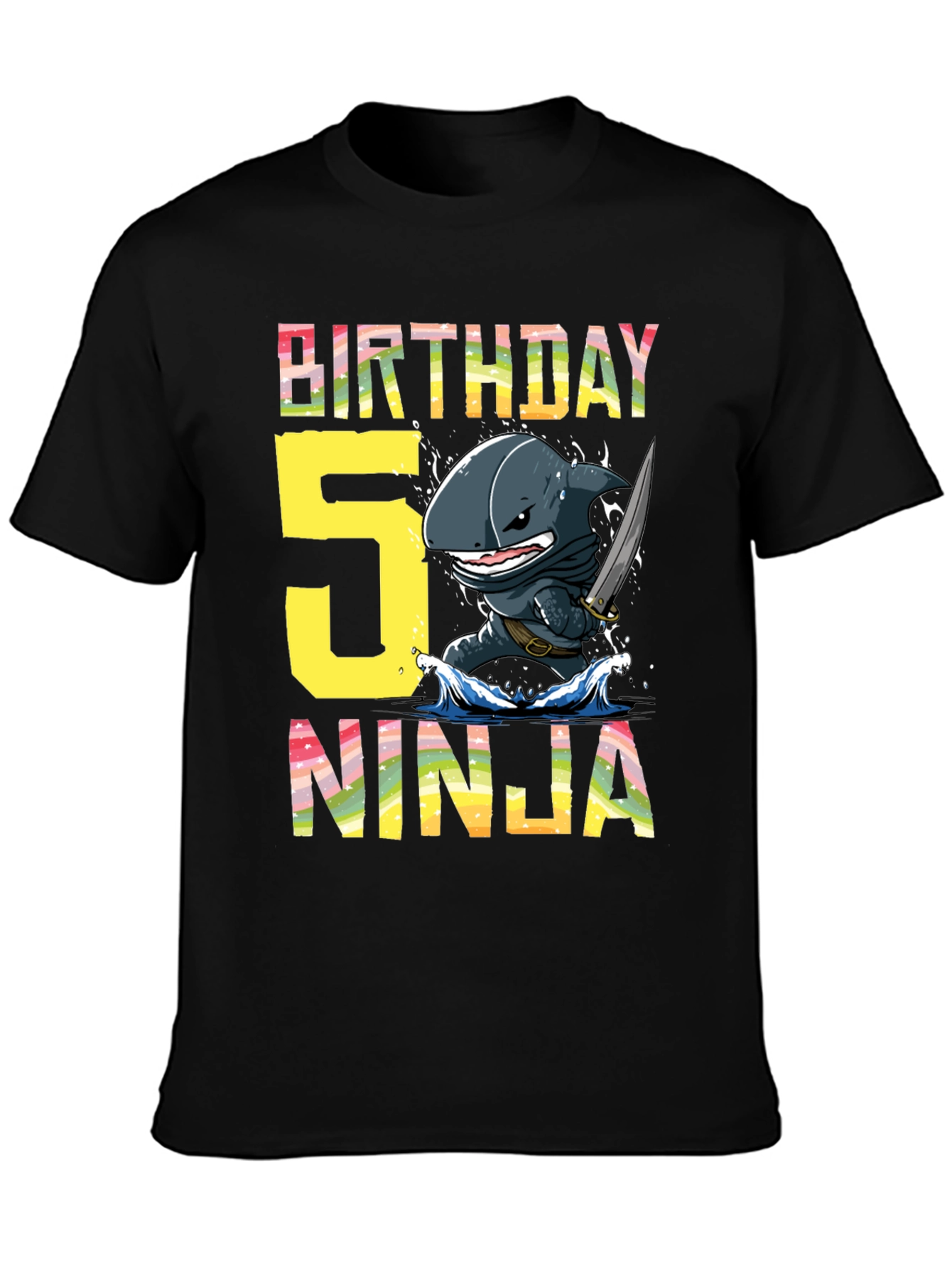 Birthday 5 Ninja Shark T-Shirt