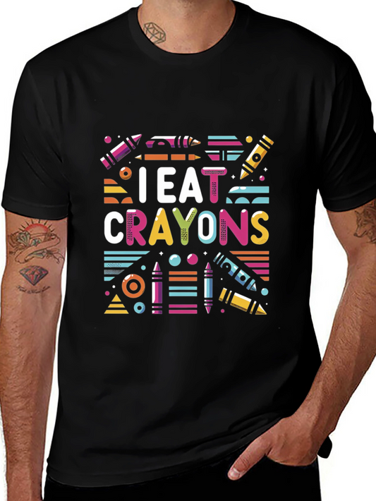 I Eat Crayons T-Shirt Funny Colorful Art Design Tee