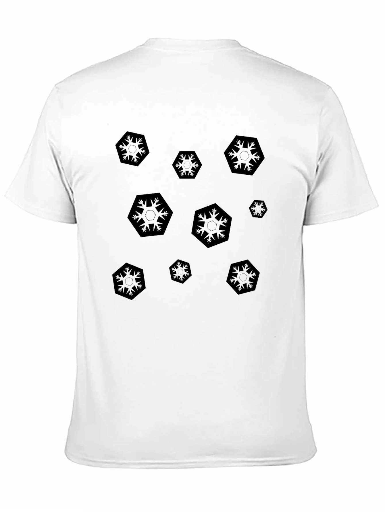 Black Geometric Patterned Crew Neck T-Shirt