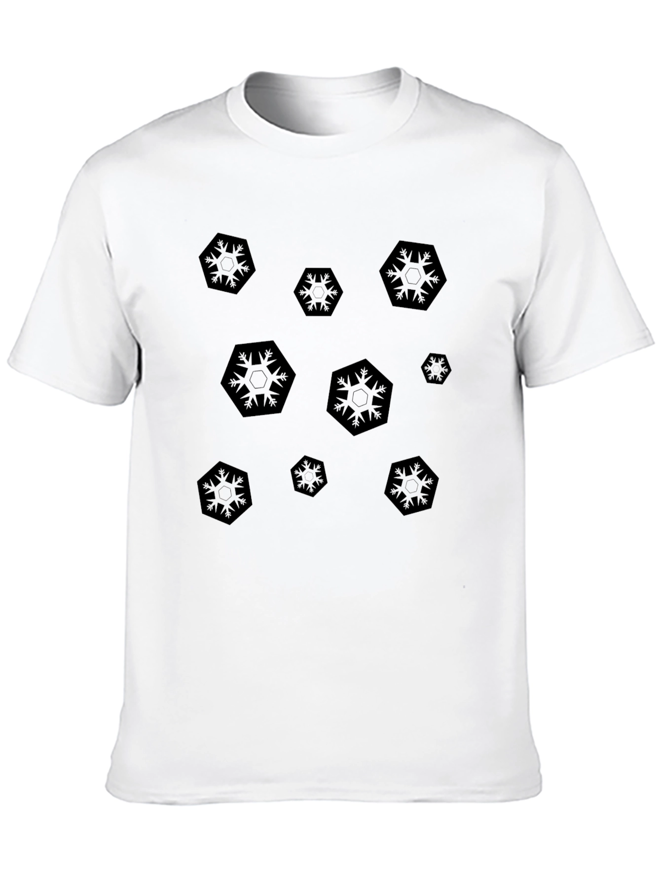 Black Geometric Patterned Crew Neck T-Shirt