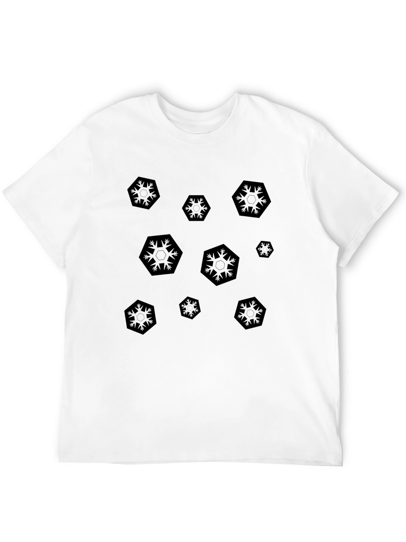Black Geometric Patterned Crew Neck T-Shirt