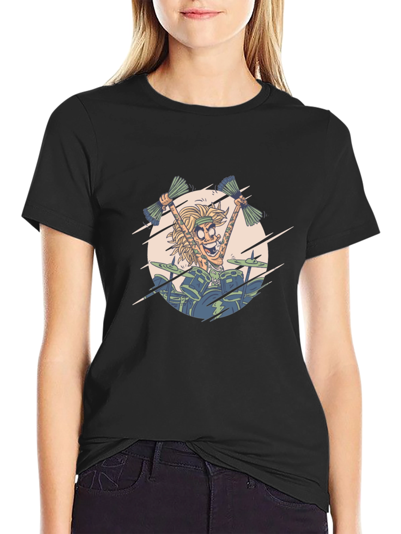 Cartoon Drummer Graphic Tee