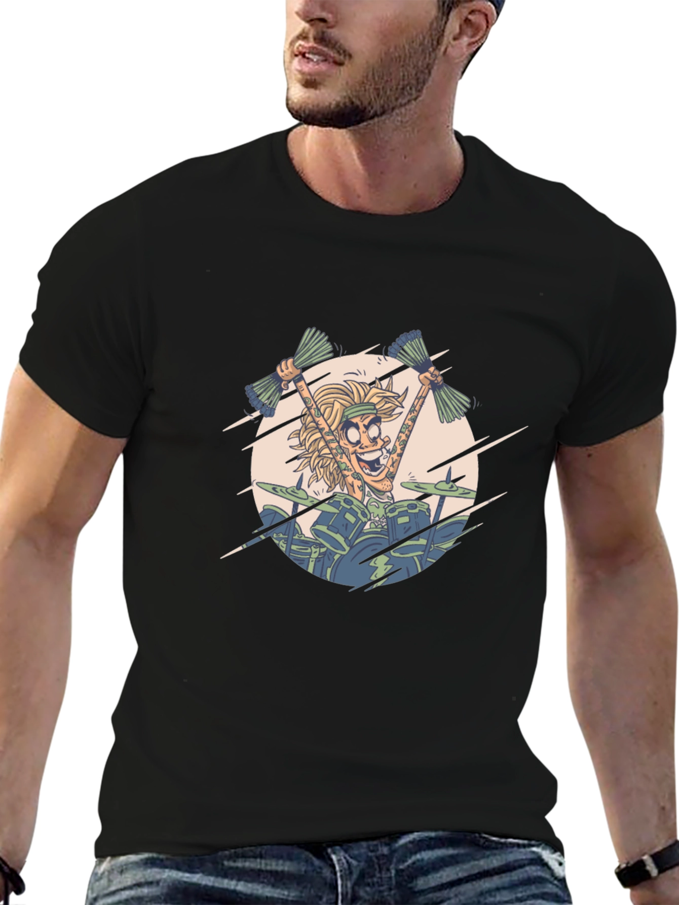 Cartoon Drummer Graphic Tee
