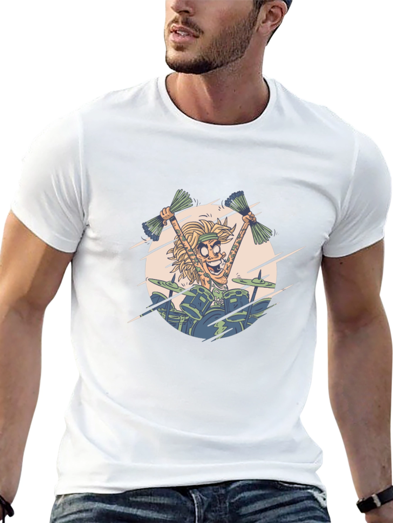 Cartoon Drummer Graphic Tee