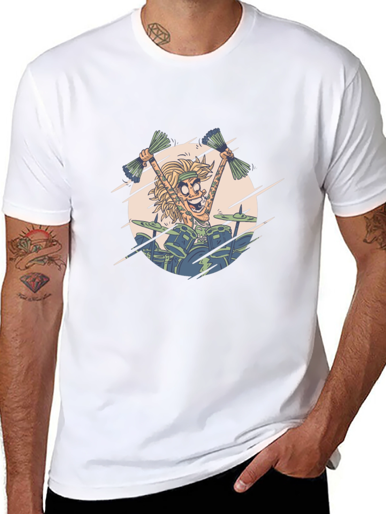Cartoon Drummer Graphic Tee