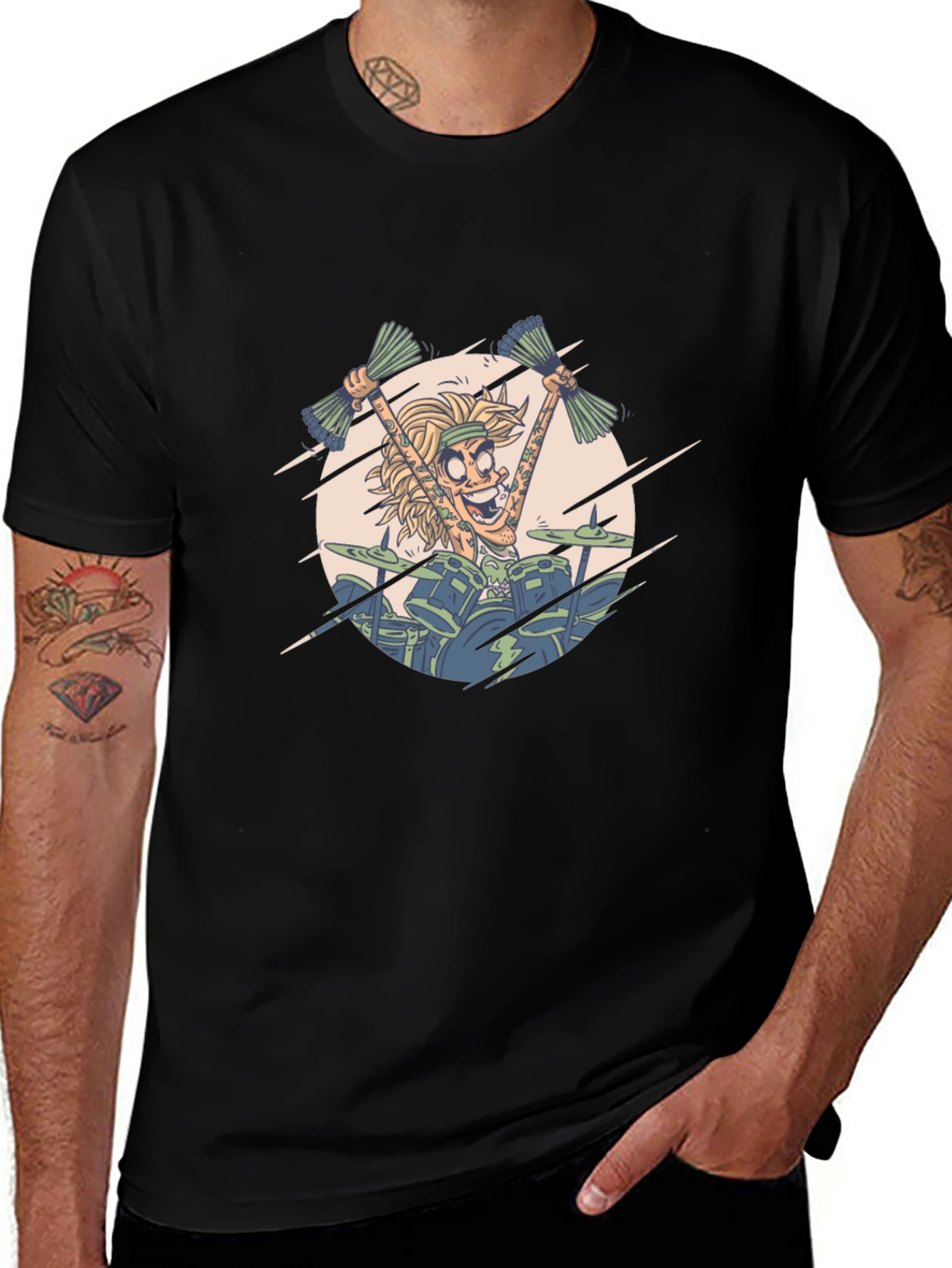 Cartoon Drummer Graphic Tee