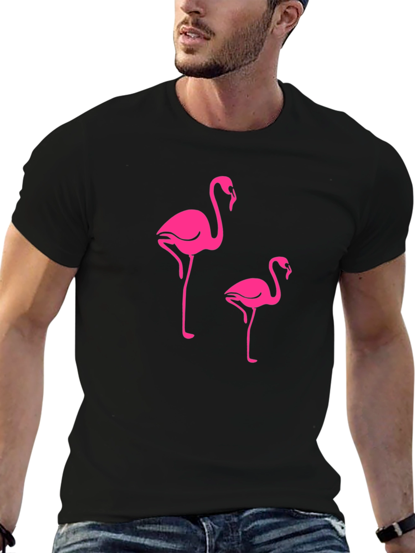 Flamingo Print Crew Neck T-Shirt
