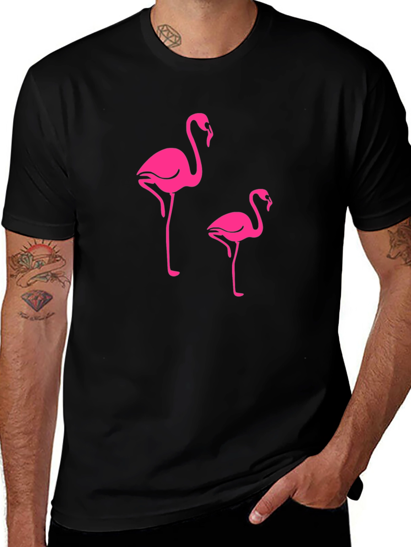 Flamingo Print Crew Neck T-Shirt