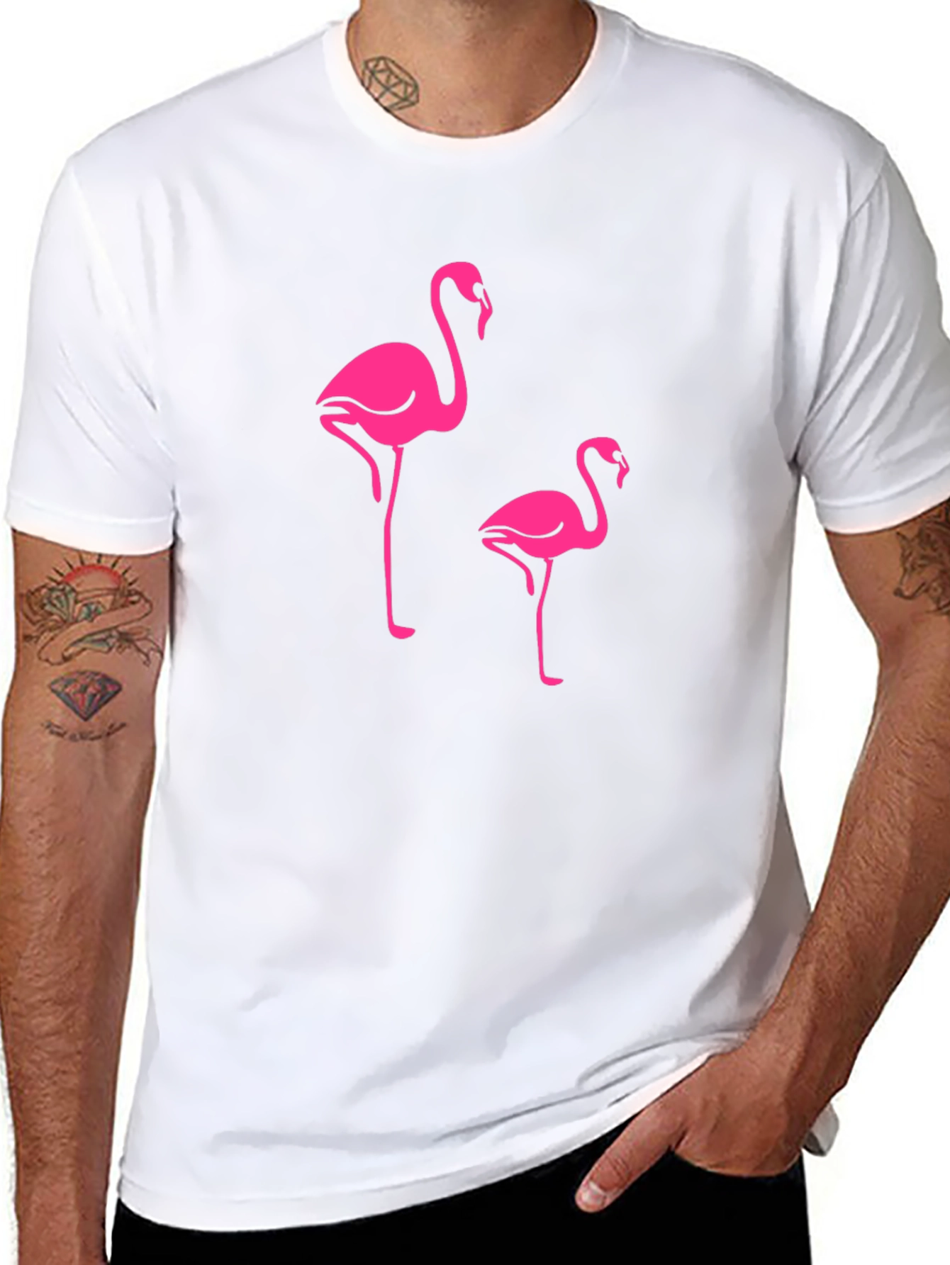 Flamingo Print Crew Neck T-Shirt
