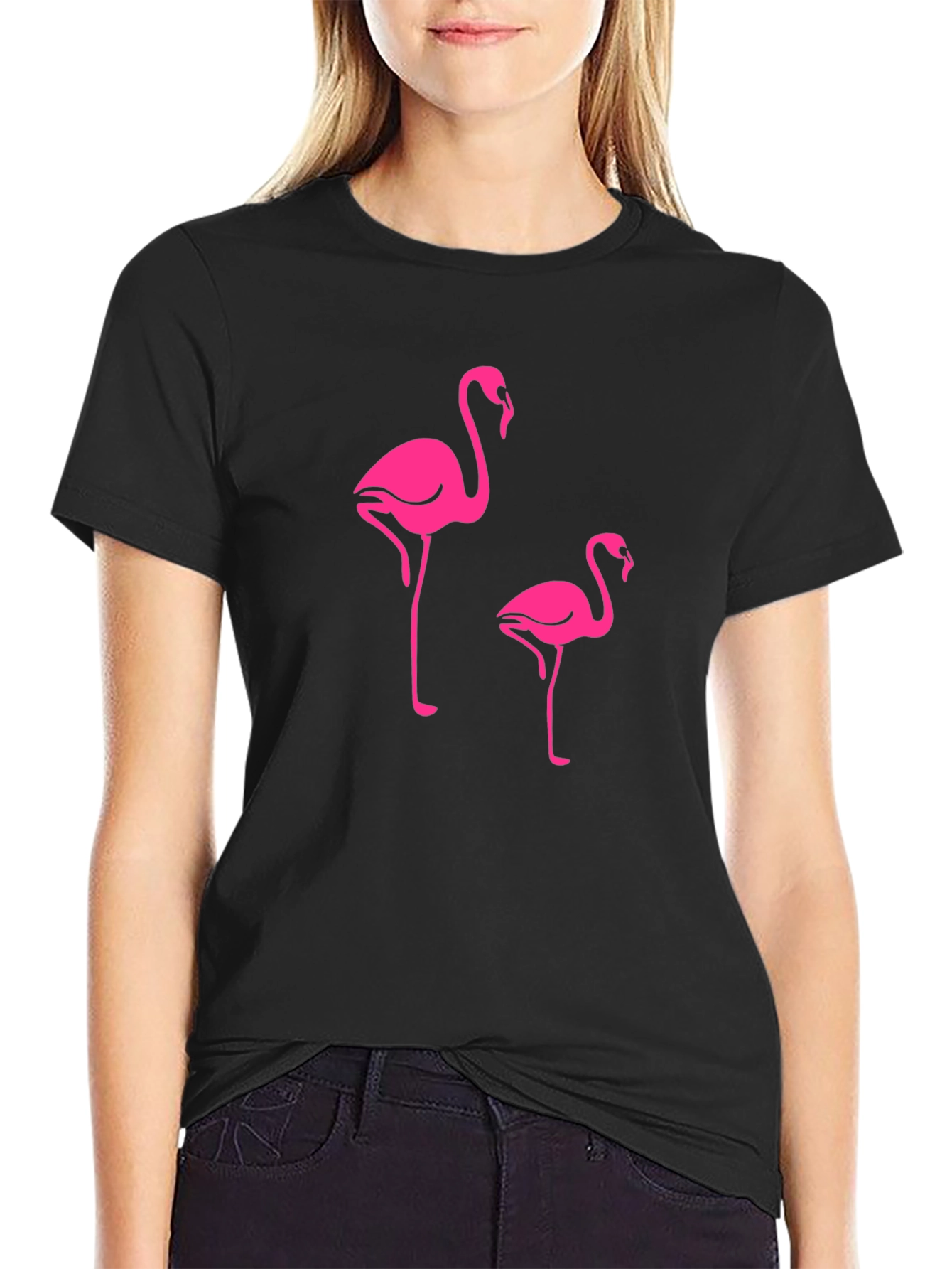 Flamingo Print Crew Neck T-Shirt