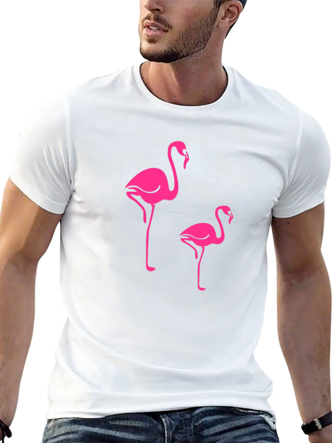 Flamingo Print Crew Neck T-Shirt