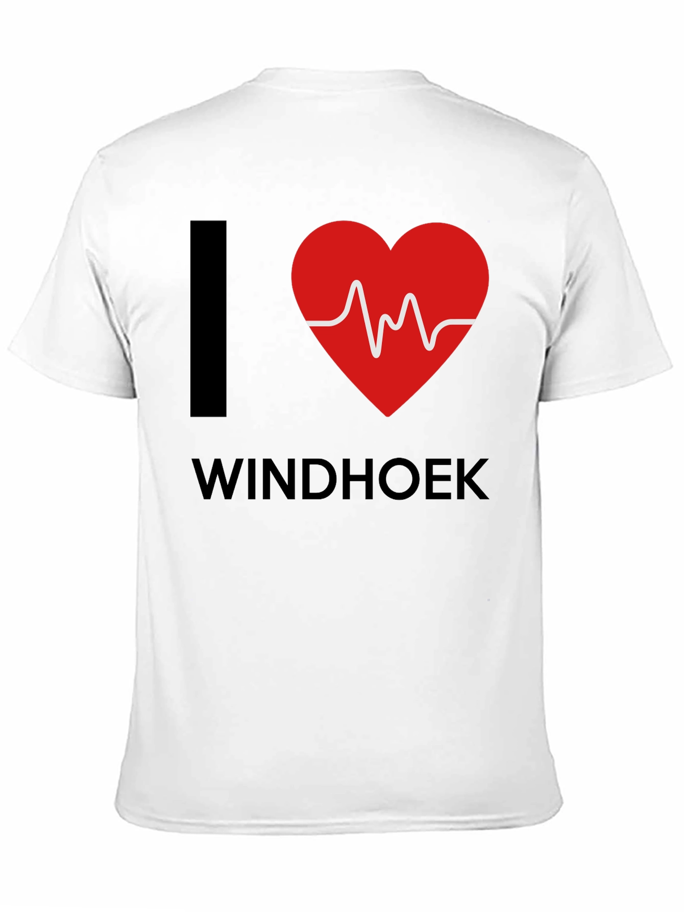I Love Windhoek Heartbeat T-Shirt - Black Cotton