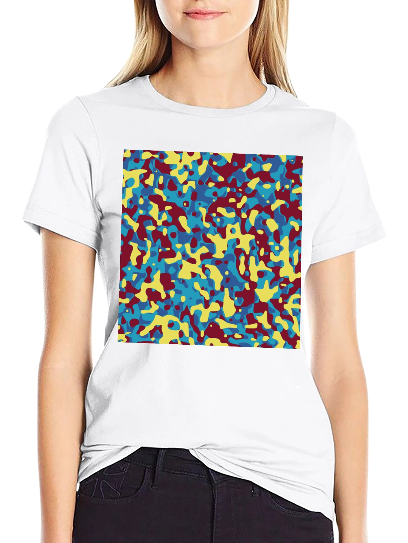 Abstract Camo Print Crew Neck T-Shirt