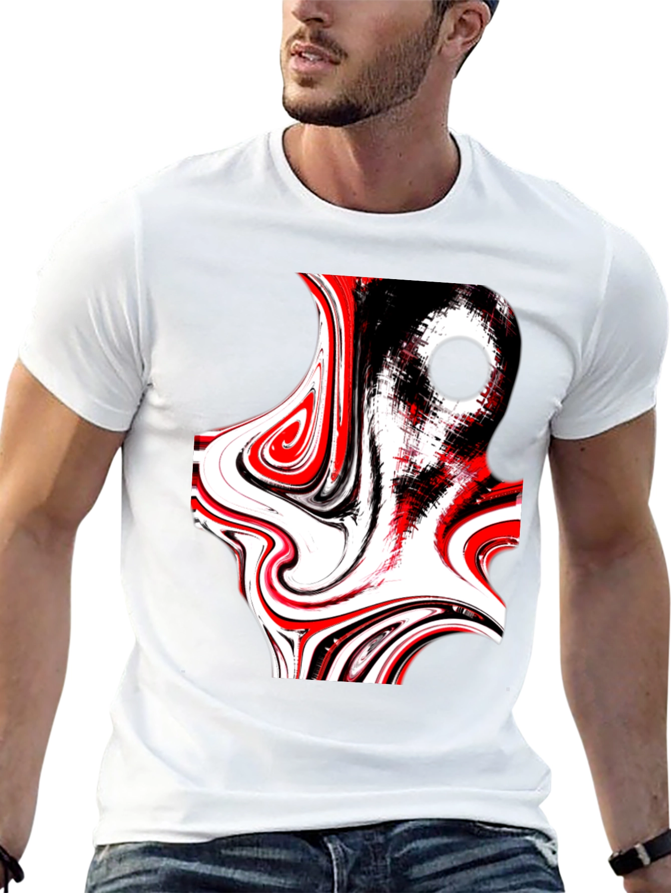 Abstract Swirl Graphic Tee - Black