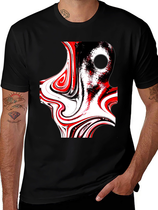 Abstract Swirl Graphic Tee - Black