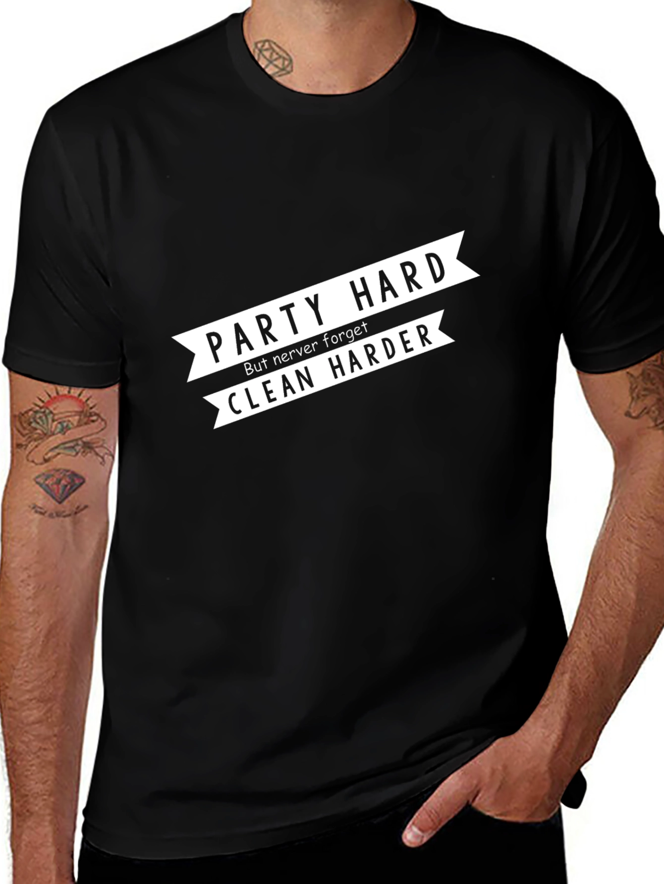 Party Hard Clean Harder Black Graphic Tee