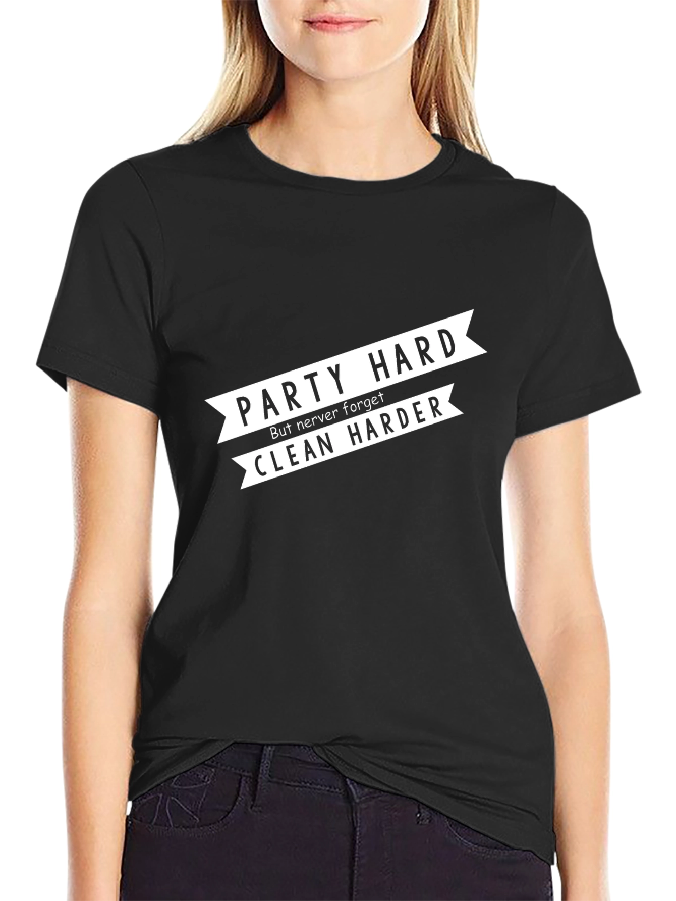 Party Hard Clean Harder Black Graphic Tee