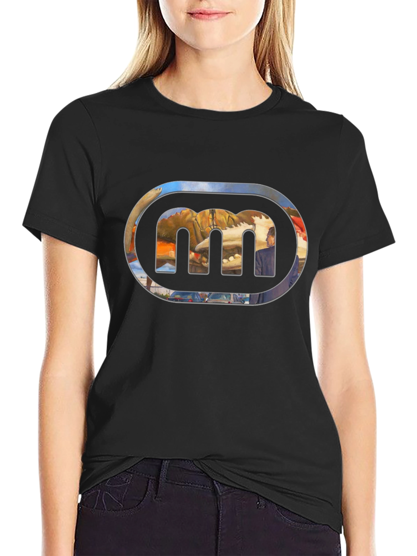 Black Graphic Tee with Unique Logo