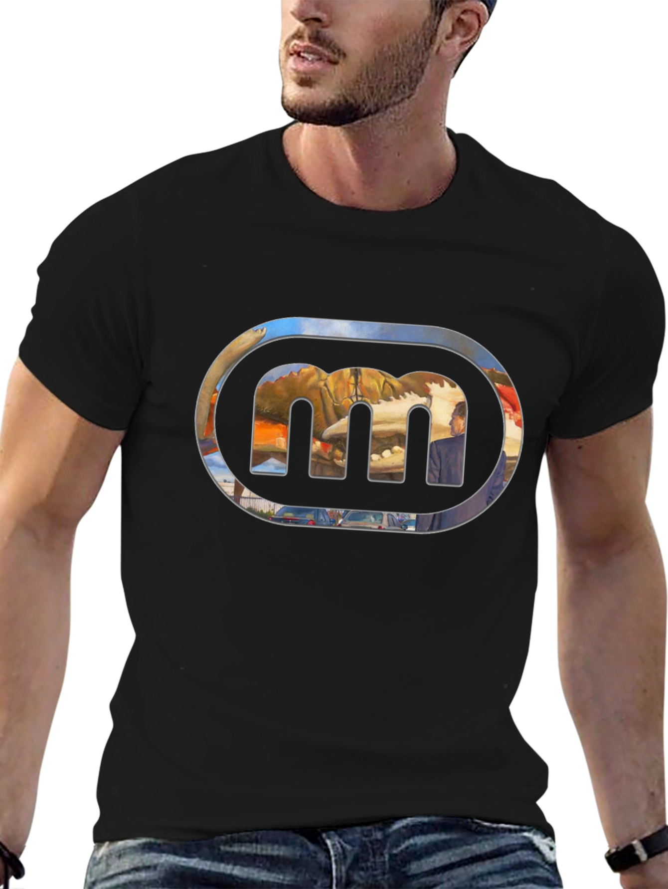 Black Graphic Tee with Unique Logo
