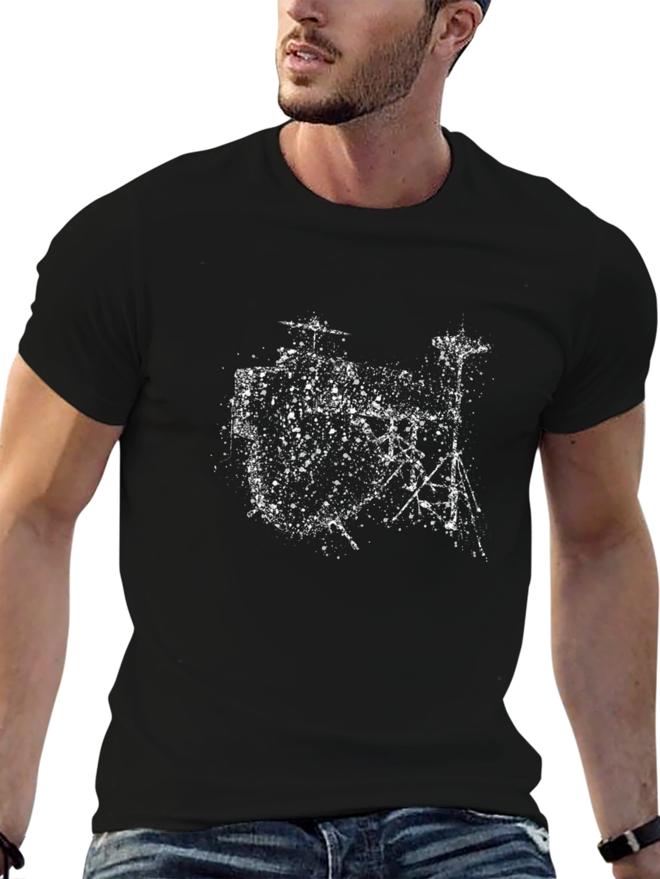 Abstract Drum Kit Graphic Tee - Mens Black T-Shirt
