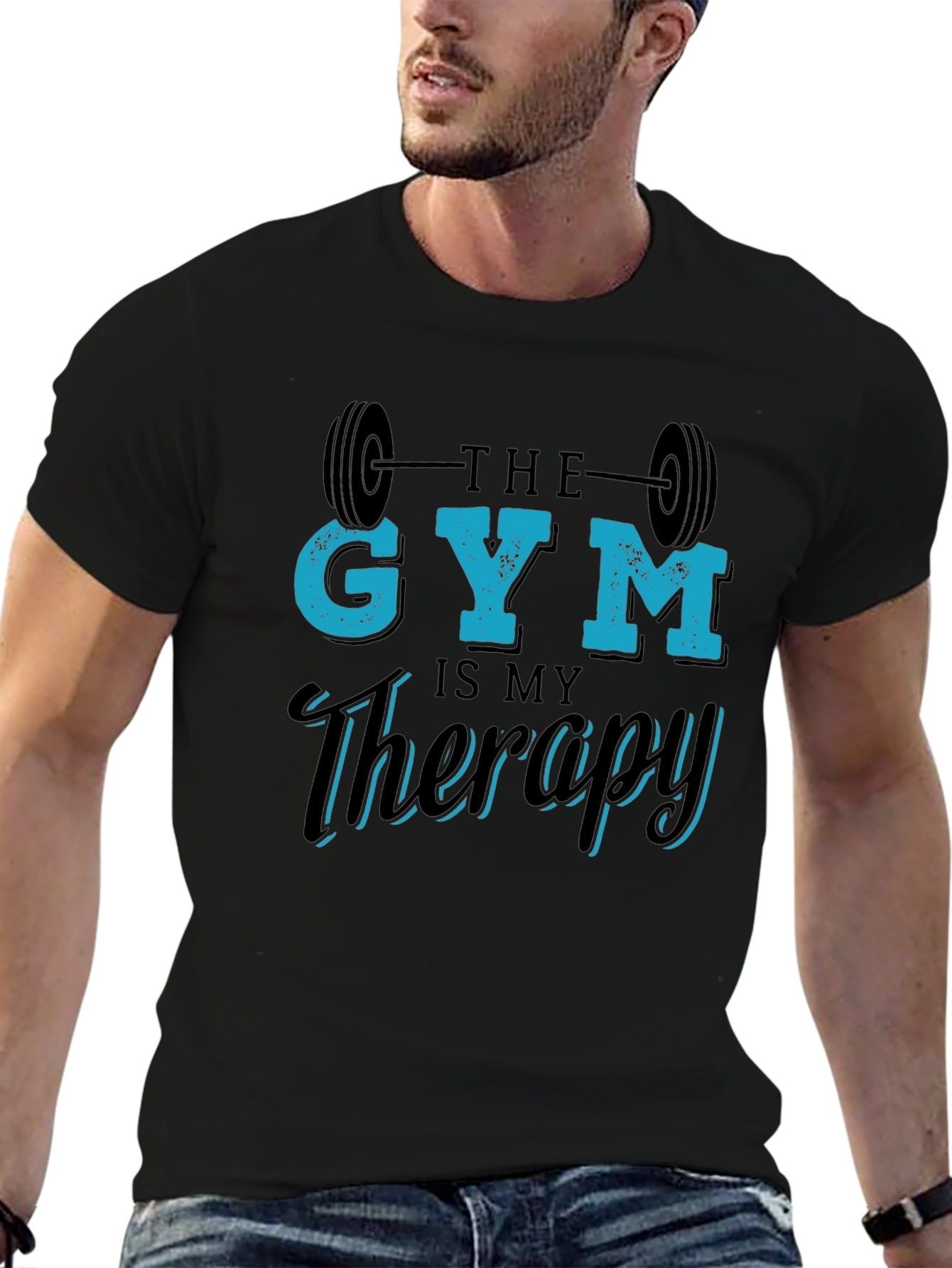 Gym is My Therapy Black T-Shirt