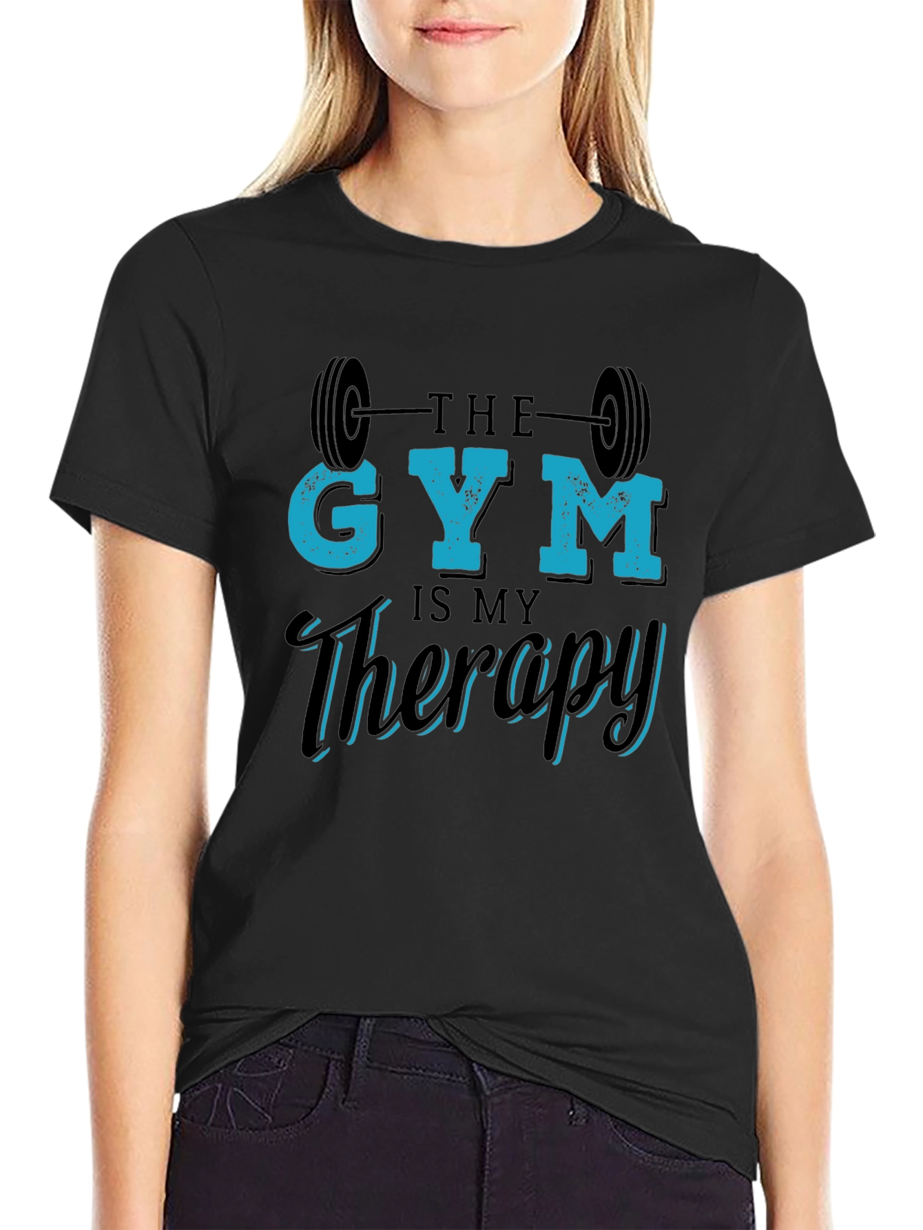 Gym is My Therapy Black T-Shirt