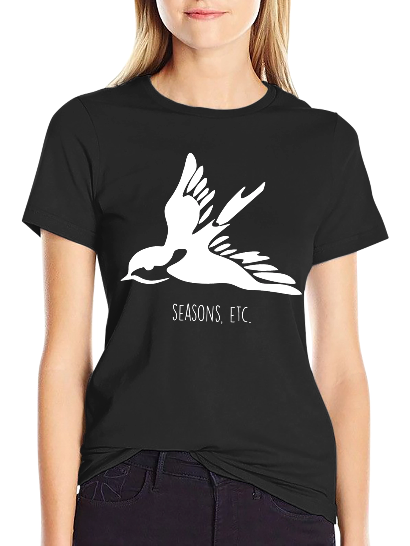 Seasons Etc. Bird Graphic Black T-Shirt