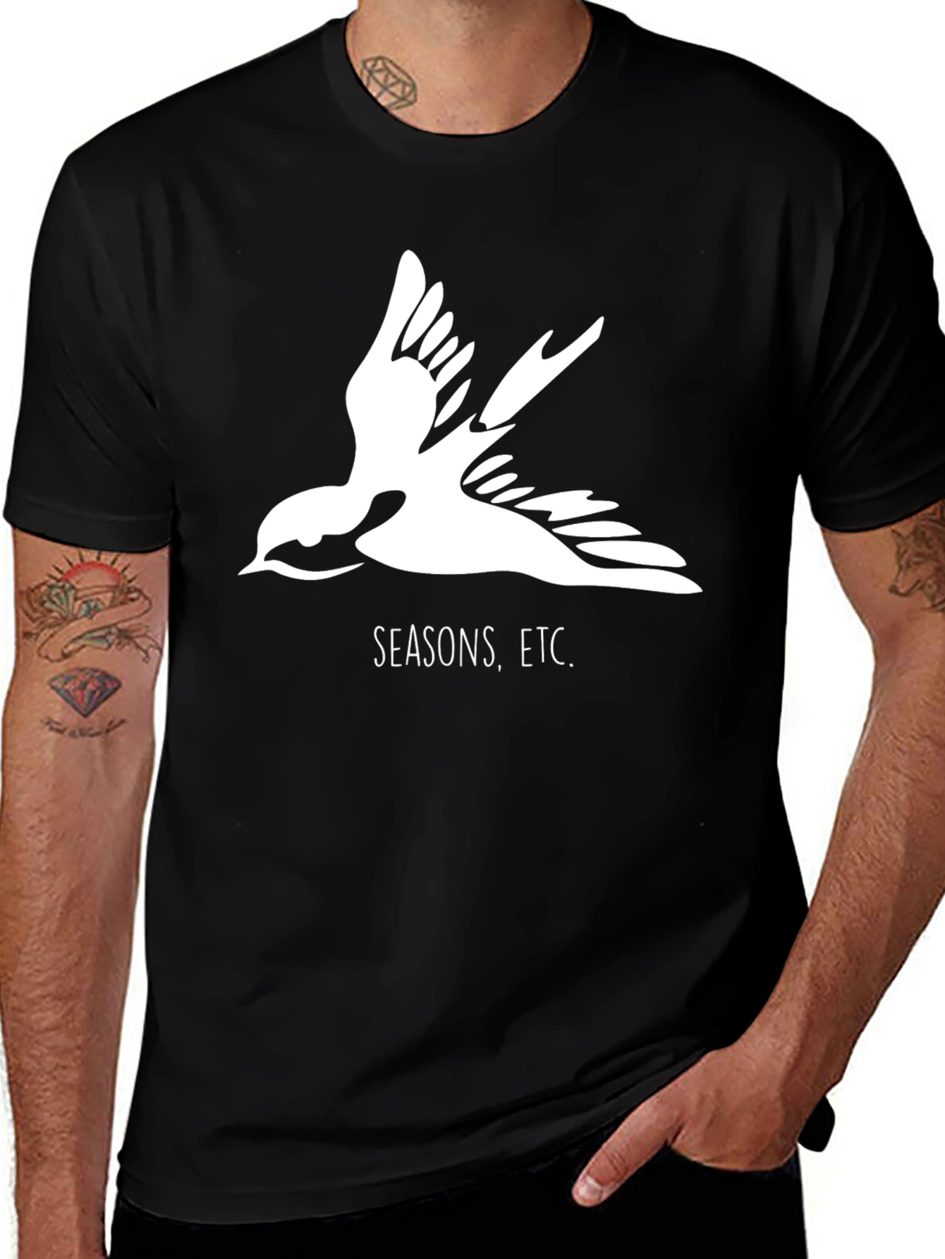 Seasons Etc. Bird Graphic Black T-Shirt