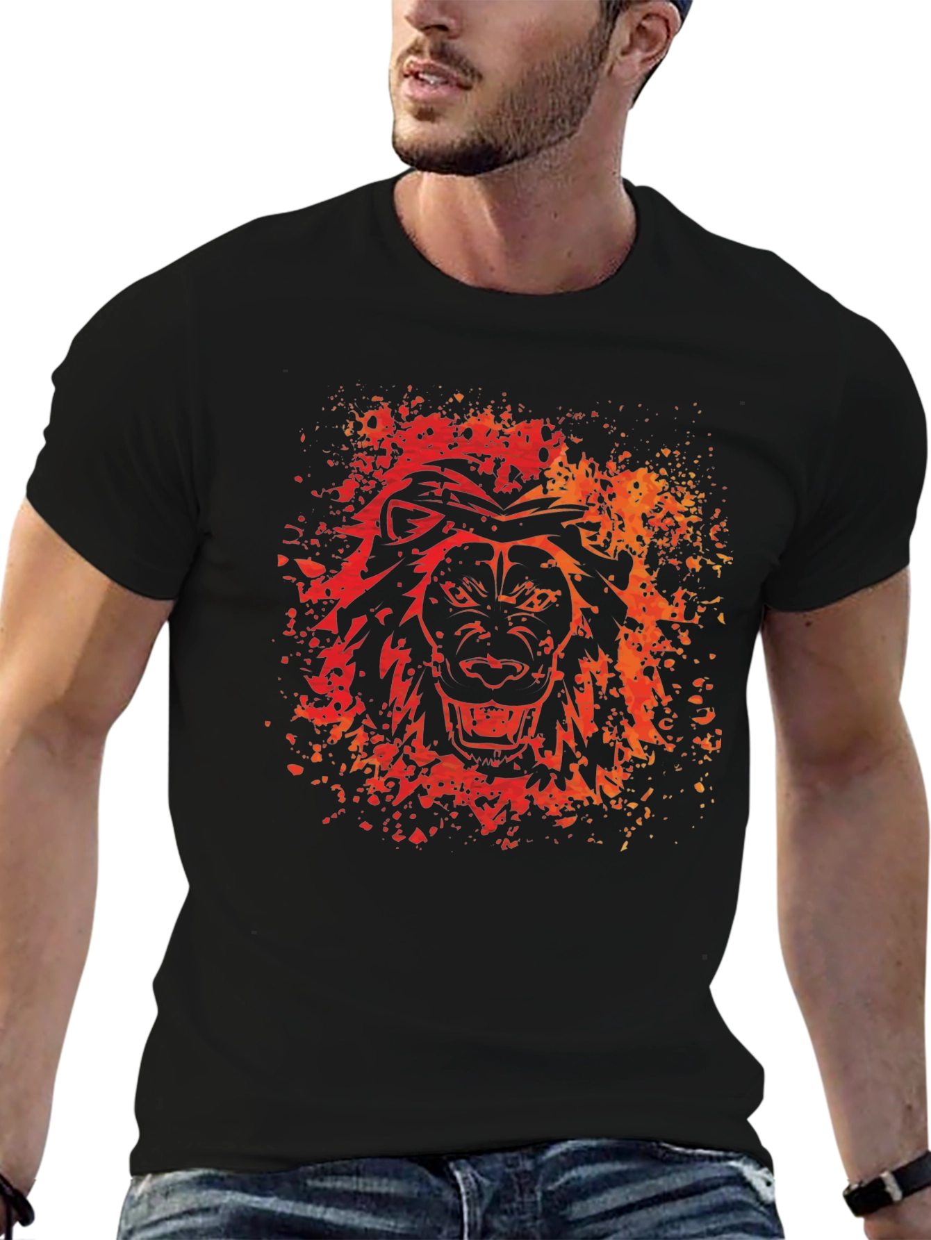 Lion Graphic Print T-Shirt - Bold Design Soft Fabric