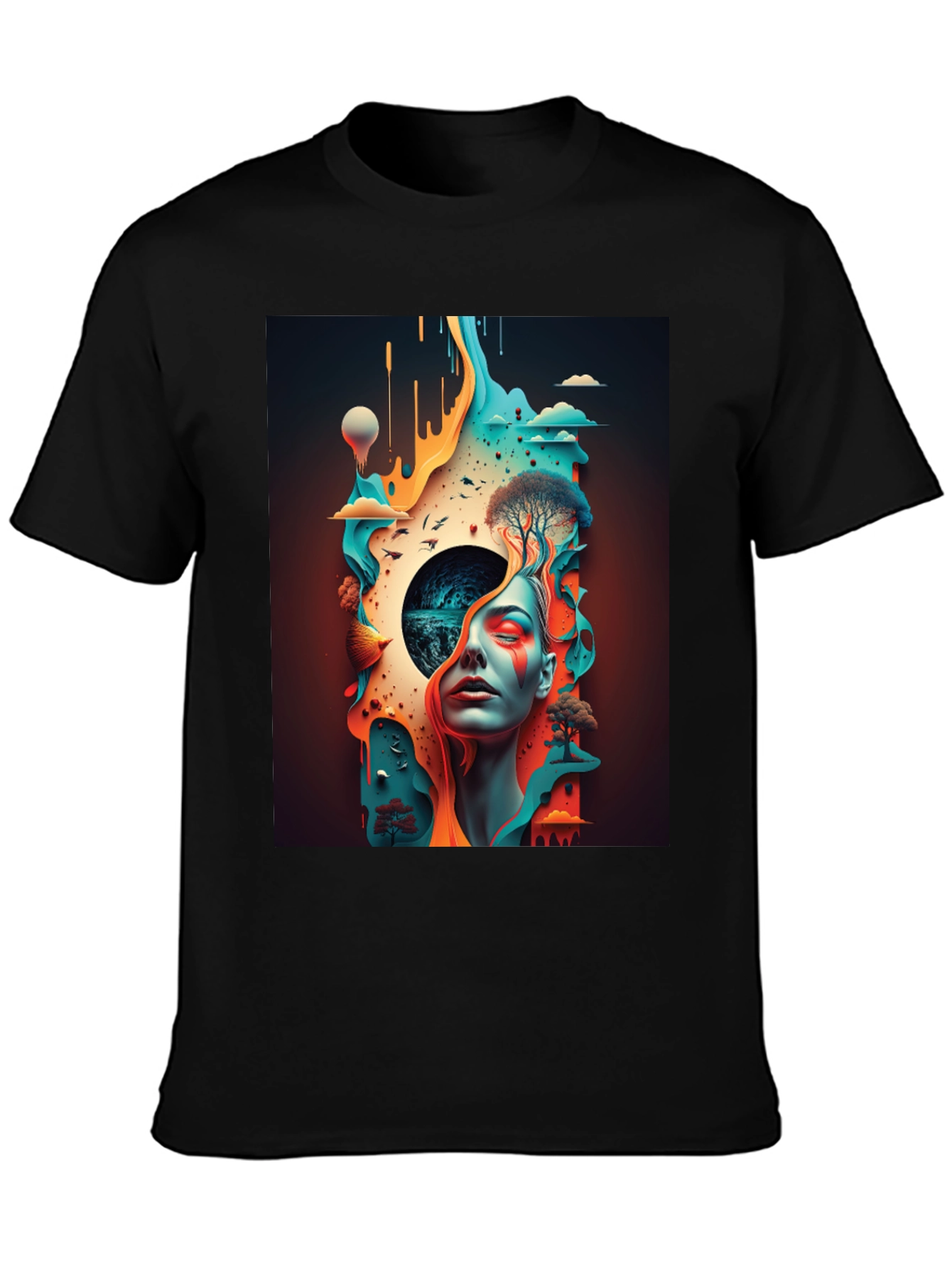 Surreal Dreamscape Graphic Tee - Black Unisex Shirt