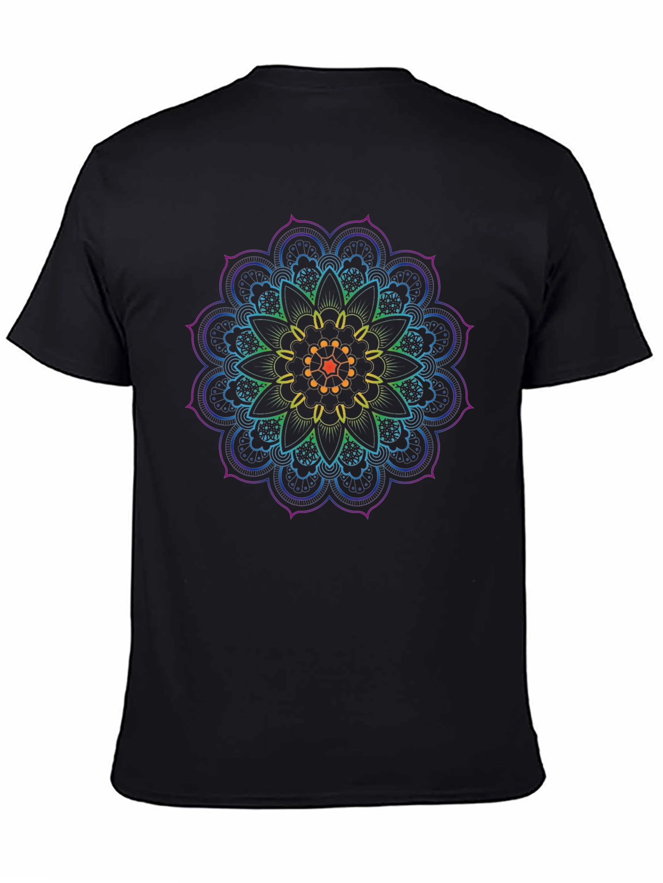 Rainbow Mandala Graphic Black T-Shirt
