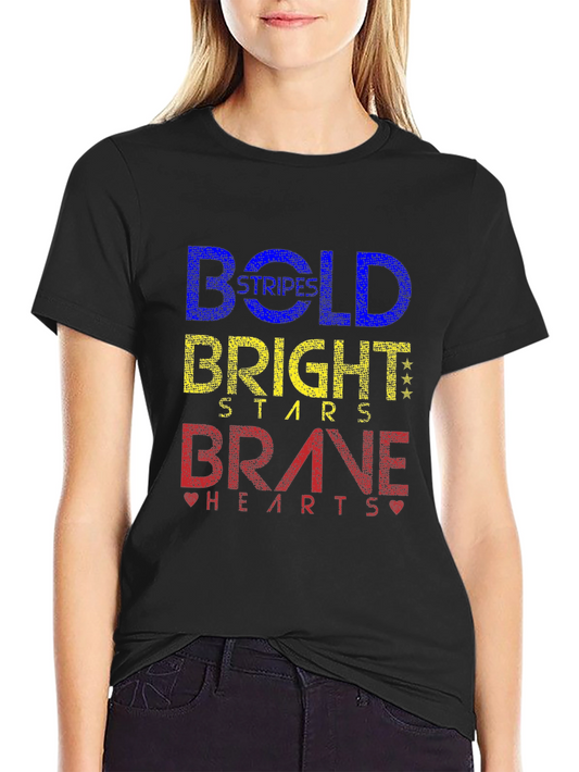 Bold Stripes Bright Stars Brave Hearts Graphic Tee