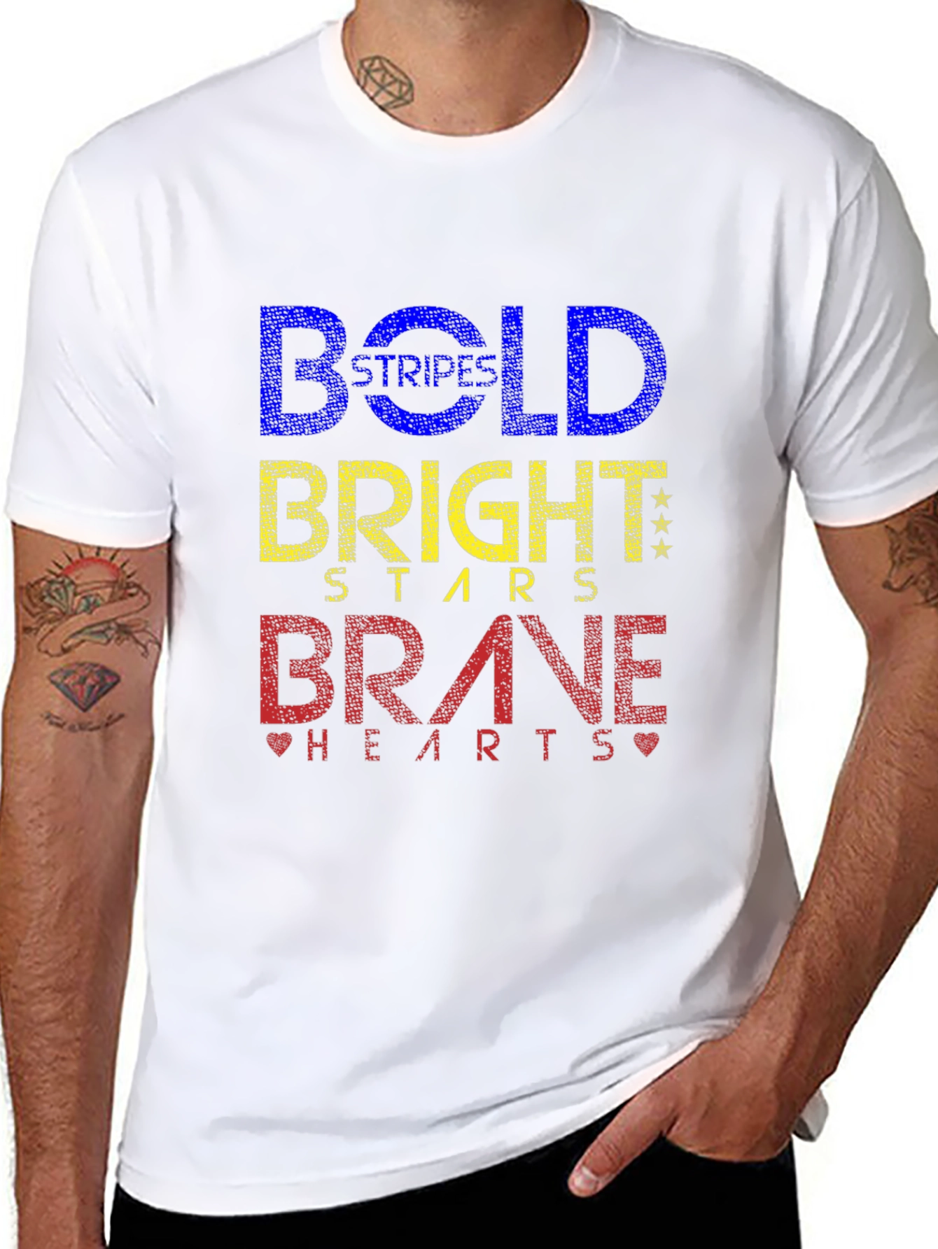 Bold Stripes Bright Stars Brave Hearts Graphic Tee